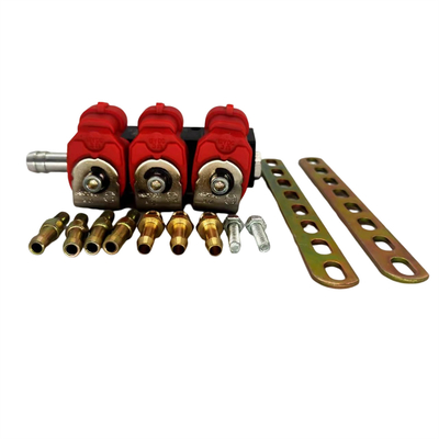 Màu đỏ 2 Ohm / 3 Ohm 3 Xi lanh LN-VTK03 cho đường ray đầu phun chung CNG / LPG