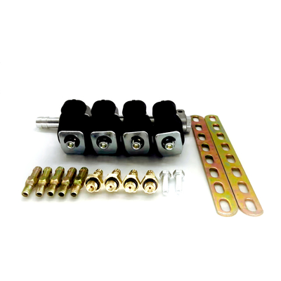 LN-LIG1 LPG CNG Injector Rail For 4 Cylinder 2 Ohm or 3 Ohm Black GPL GNV Rail Injectors