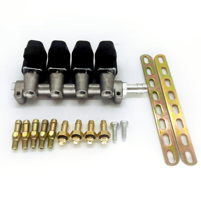 LN-LIG1 LPG CNG Injector Rail For 4 Cylinder 2 Ohm or 3 Ohm Black GPL GNV Rail Injectors